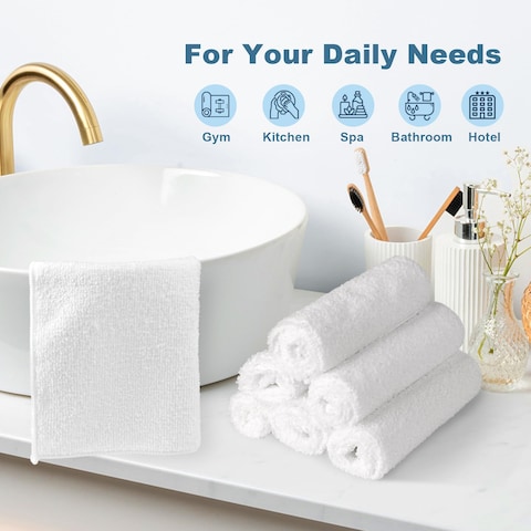 HOMEXCEL Microfiber Washcloths Towel Pack of 24 12 x 12 Highly Absorbent and Soft Face Towels Wash Cloths for Bathroom Gym Hotel and Spa Fast Drying MultiPurpose Cleaning Cloth White