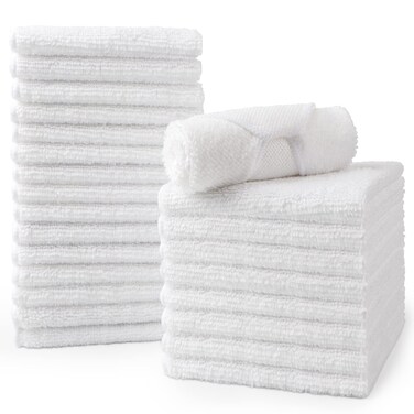 HOMEXCEL Microfiber Washcloths Towel Pack of 24 12 x 12 Highly Absorbent and Soft Face Towels Wash Cloths for Bathroom Gym Hotel and Spa Fast Drying MultiPurpose Cleaning Cloth White