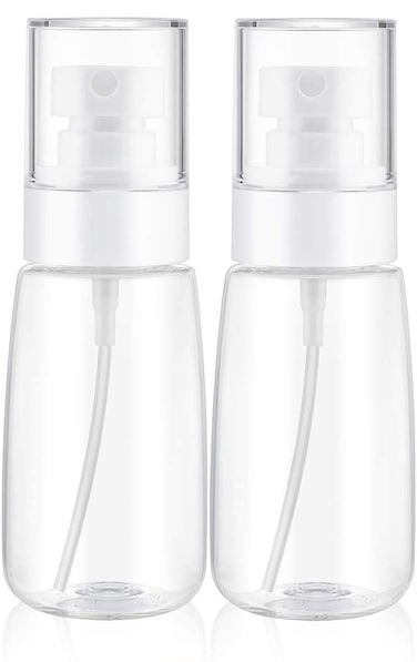 Spray Water Bottle Hair Mister Fine Mist Stylist Sprayers 360 Empty Small Misting Spritzer Perfume Atomizer with Pump Clear Containers 2PCS2oz