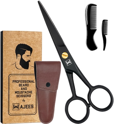 Beard Scissors for Men A Complete Set of Grooming Scissors Men 1 Mustache Comb  1 Beard Grooming Comb in a Carrying Pouch Perfect Mustache Scissors Mens Facial Hair Scissors