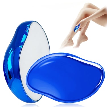 Crystal Hair Eraser for Women Crystal Hair Remover Painless Exfoliation Quick and Easy Painless Hair Removal Tool for Arms Legs and Back Portable Mild Hair Remover Reusable  Washable Blue
