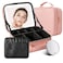 MocadoTravel Makeup Bag with LED Lighted Mirror Travel Makeup Organizer Makeup Case with 3 Color Lighted Setting and 10x Magnifying Mirror Portable Storage and Adjustable Dividers Makeup BoxPink