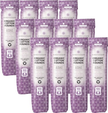 Organic Cotton Rounds Bulk 1200 Count  Makeup Remover Pads for Face LintFree