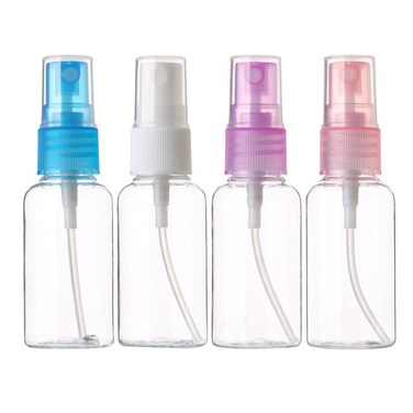 SINIDE Spray Bottles 30 ml1 oz 4 Pack Clear Empty Fine Mist Plastic Mini Travel Bottle Set Portable Refillable Makeup Sprayer Containers for Perfume Liquids Aromatherapy Small Size