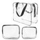 3Pcs Crystal Clear PVC Travel Toiletry Bag Kit for Women Men Waterproof Vinyl Organizer Makeup Bags with Zipper Handle Straps Cosmetic Bag Pouch Carry on Airport Airline Compliant Bag Handbag