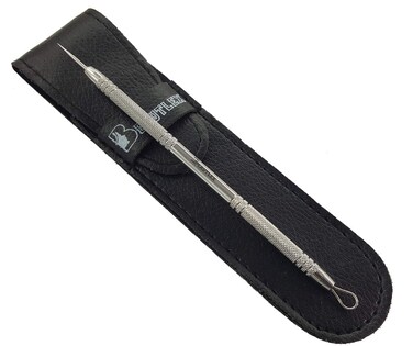 Lancet for Facial Milia Remover and Whitehead Extractor Double Ended Angled Circle Loop  Sharp Needle Pimple Popper Tool Dermatologists recommended Design and Comes with Synthetic Leather Storage