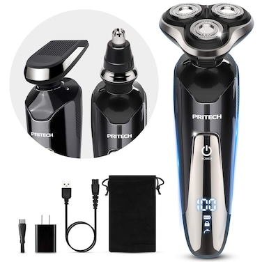 Electric Razor for Men  Rechargeable Electric Shaver for Men Waterproof Wet Dry Cordless Razor with Nose Hair Trimmer and Sideburns Trimmer