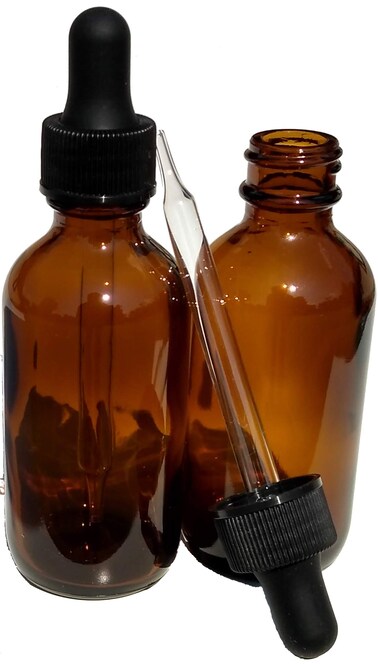 Dropper Stop 2oz Amber Glass Dropper Bottles 60mL with Tapered Glass Droppers  Pack of 2
