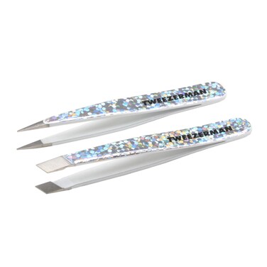 TweezermanHollygraphic Micro Mini Slant  Point Tweezer Set  Eyebrow Tweezers for Women and Men