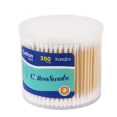 300ct Cotton Swabs with Strong Bamboo Sticks by Xumzee 100 Pure Natural CottonBiodegradable Chemical Free Cotton Buds