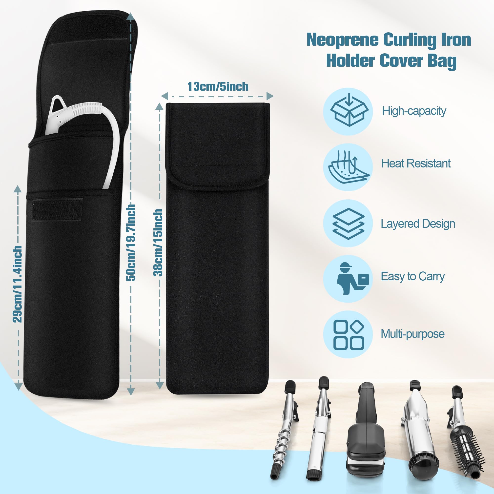 heat resistant curling iron travel case