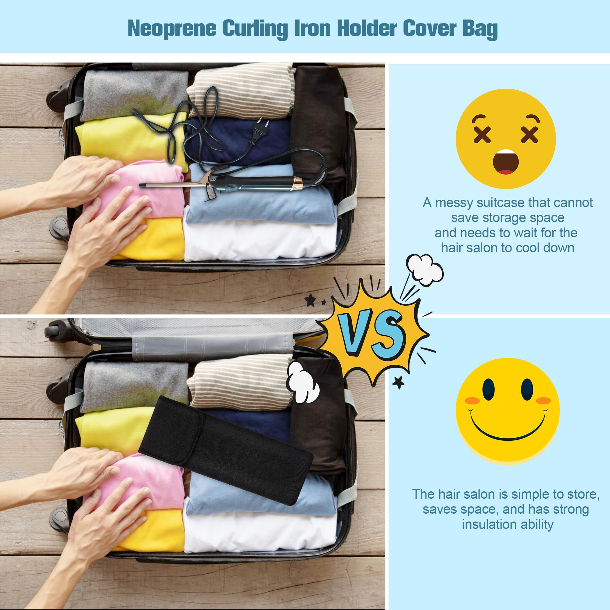 heat resistant curling iron travel case