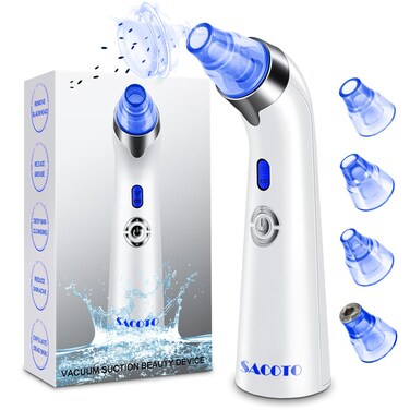 Blackhead Remover Pore Vacuum Face Suction Pore Cleaner 5 Suction Power Electric Blackhead Suction Remover Extractor Tool 4 Probes for Women  Men Blue