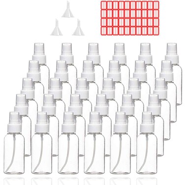 Spray Bottles 30 Pack 30ml 1oz Clear Empty Fine Mist Plastic Mini Travel Bottle Set Small Refillable Liquid Containers