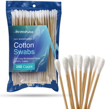 50 Biodegradable Long Cotton Swabs  8 Inch Cotton Swab for Eye Ears Makeup  Long Wooden Q Tips Made From Birchwood and 100 Cotton  Lint Free