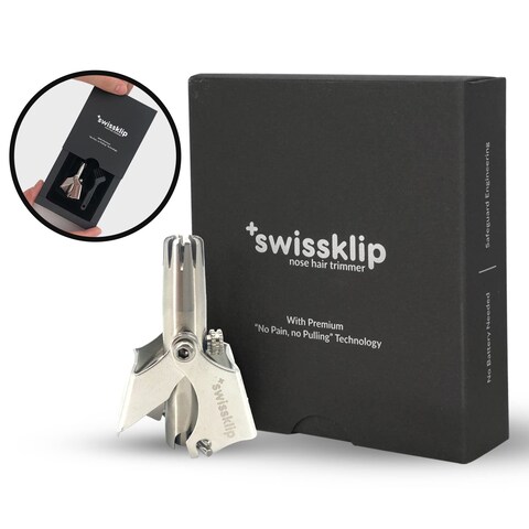 SwissklipHuman Power Nose Hair Trimmer for Men I Manual Nose Hair Trimmer for Women I Stainless Steel Nose Hair Remover for Men  Women I Easy to Use Ear Hair Trimmer I Keep Your Nose Neat and Clean