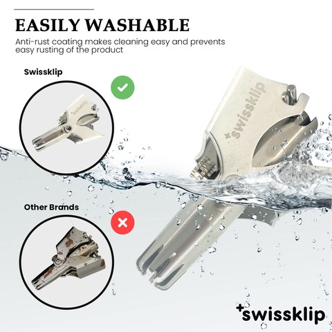 SwissklipHuman Power Nose Hair Trimmer for Men I Manual Nose Hair Trimmer for Women I Stainless Steel Nose Hair Remover for Men  Women I Easy to Use Ear Hair Trimmer I Keep Your Nose Neat and Clean