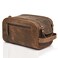LEATHER VILLAGE Premium Leather Toiletry Travel Pouch With Waterproof Lining  Brown  KingSize Handcrafted Vintage Dopp Kit Bag
