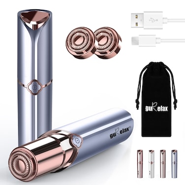 gurelax Facial Hair Removal for Women Electric Painless Facial Hair Remover Hair Removal Device for Face Chin Lip with 2 x Replacement Heads for Flawless