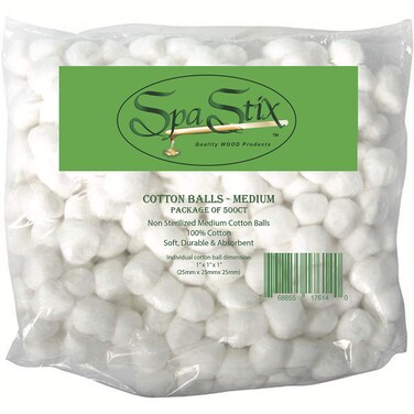 Spa Stix Cotton Balls 500 Count Medium Size Non Sterile Super SoftWhite