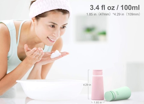 Valourgo Travel Bottles for Toiletries Tsa Approved 34oz Portable Travel Bottles BPA Free Leak Proof Travel Size Containers Travel Accessories with Clear Toiletry Bag Pink White Blue Green