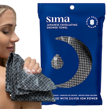 Exfoliating Washcloth Face  Body Scrub Towel  Japanese Exfoliating Towel with Hexagon Fibers Exfoliating Body Scrubber with 2 Sides for Scrubbing  Washing  1 Extra Long Towel