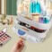 MASSYEgg ShapeOval Makeup Storage Box Countertop Portable Vanity Cosmetics Organizer Preppy