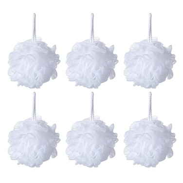 Bath Sponge Loofah Shower Pouf White Mesh Shower Puff Pack of 6 35gpcs