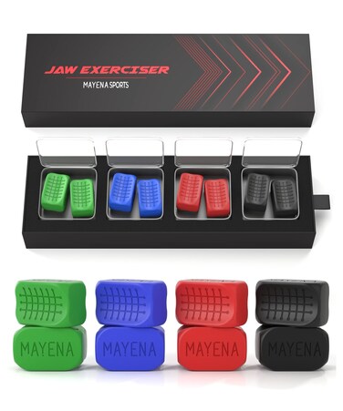 Mayena Jaw Exerciser for Men  Women  4 Resistance Levels Silicone Jawline Exerciser Tablets Core Strength Upgraded Model  Powerful Jaw Trainer for MultiLevel Users  Slims Tones the Face