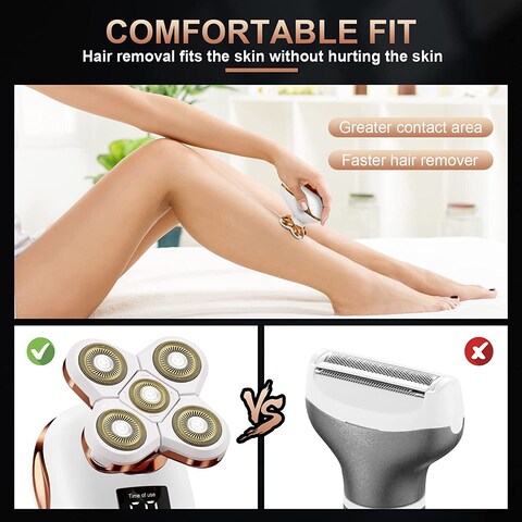 2in1 Electric Razors for Women WetDry 5D Razor  Hair Trimmer with USB Adapter  Charging Cable5D Rechargeable Rotary Shaver with LithiumIon Battery Water Resistant Grooming Kit
