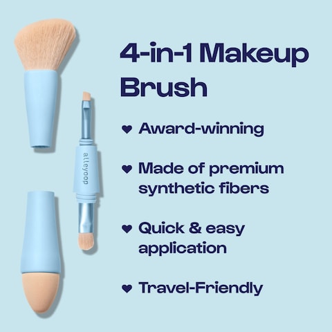 ALLEYOOPMultiTasker 4in1 Makeup Brush  AllinOne MultiTasking Blending Sponge Eyeshadow Eyebrow  Liner Blush  Bronzer Brush  OntheGo Makeup Applicator Tool  Vegan  TravelFriendly