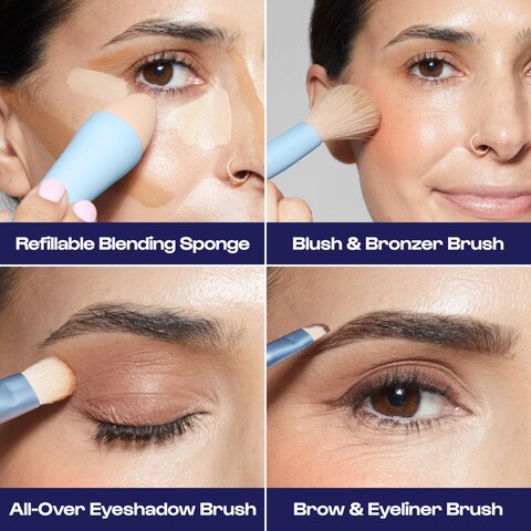 ALLEYOOPMultiTasker 4in1 Makeup Brush  AllinOne MultiTasking Blending Sponge Eyeshadow Eyebrow  Liner Blush  Bronzer Brush  OntheGo Makeup Applicator Tool  Vegan  TravelFriendly