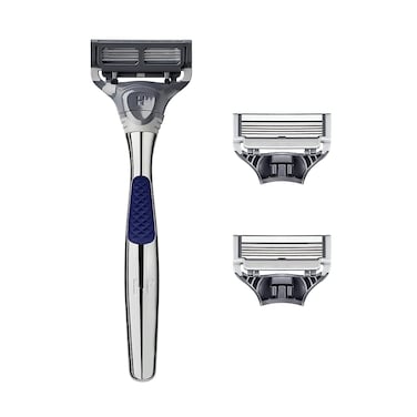Harrys Razors for Men 1 Handle Chrome Edition and 3 Razor Blade Refills with German Engineered 5Blade Technology Stocking Stuffer For Men