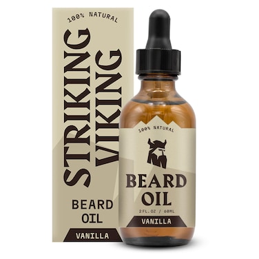 Striking Viking Vanilla Beard Oil for Men  Naturally Derived Conditioner with Argan  Jojoba Oils for Softening Moisturizing and Growth 2 Oz