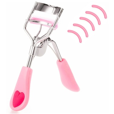 Stainless Steel Eyelash Curler with Builtin Comb Pinch PainFree Suitable for Any Eye Shapes and Sizes with 5 Silicone Refill Pads Light Pink