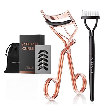 Eyelash Curler with Comb Professional Volumizing Lash Lift Kit Lash Curler with Refill Pads for Home  Travel Uses Rose Gold