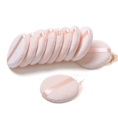 10 Pieces Pure Cotton Powder Puff Makeup Puff for Powder Foundation 315inch Normal Size with Strap Blending for Loose Powder Mineral Powder Body Powder Wet Dry Makeup Tool