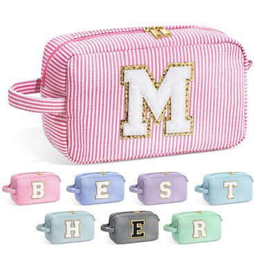 YOOLIFE Gifts for Teen Girls  Teen Girl Gifts Trendy Stuff 5 6 7 8 9 10 11 12 13 14 15 16 Year Old Girl Birthday Gifts Teenage Girl Gifts Monogram Initial Makeup Toiletry Bag for Teen Girls Kids M
