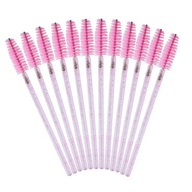 50PCS Mascara WandsCrystal Pink Mascara Brushes Disposable Eyelash Eyebrow Spoolies Lash Brush for Makeup Eyelash Extensions Eyebrow Spoolie for Lash ExtensionPink