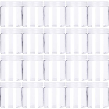 20 Pack 4 oz Round Plastic Jars with Lids Empty Clear Slime ContainersWideMouth Refillable Storage Containers for CosmeticsLotionFood Storage