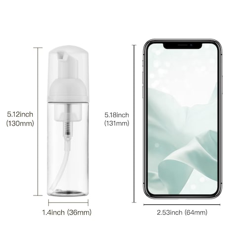 2oz Foam Pump Bottle 3PCS Empty Travel Foaming Dispenser for Hand Soap Lash Cleanser Shampoo 60ml Clear
