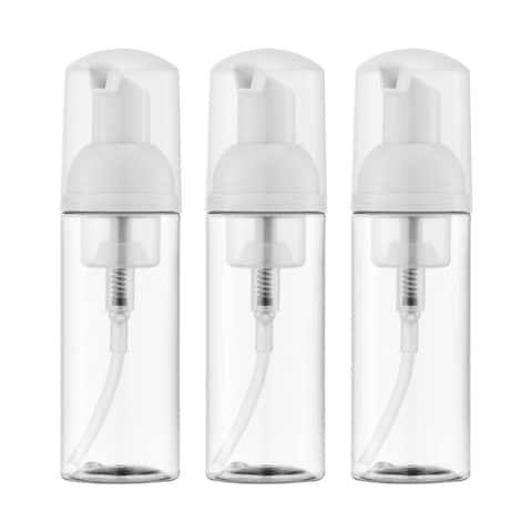 2oz Foam Pump Bottle 3PCS Empty Travel Foaming Dispenser for Hand Soap Lash Cleanser Shampoo 60ml Clear