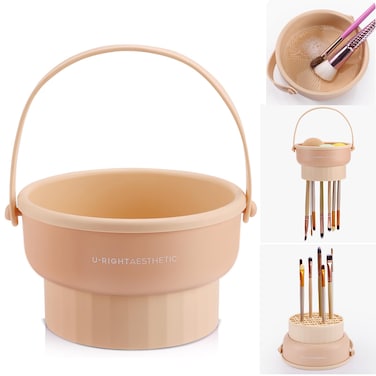 Makeup Brush Cleaner Mat 3 in 1 Silicone Makeup Brush Cleaner Bowl Cosmetic Brushes Cleaning Tool Organizer for Storage and Air DryKhkai
