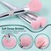 Bueart Design Elegant pink Ultra soft labeled Makeup Brushes Sets with Brush Holder makeup brush set with Foundation Powder blush blending contour Brush 15Pcs Silver PinkHolder