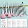 Bueart Design Elegant pink Ultra soft labeled Makeup Brushes Sets with Brush Holder makeup brush set with Foundation Powder blush blending contour Brush 15Pcs Silver PinkHolder