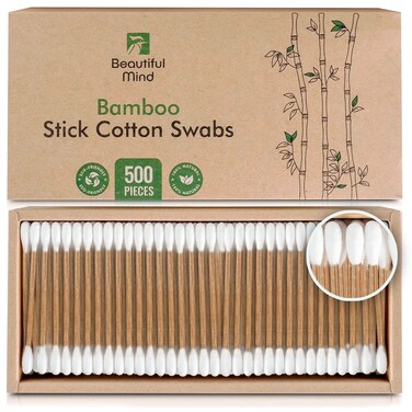 Improved 30  Bamboo Cotton Swabs  Carbonized for Durability  500 Pack  EcoFriendly Biodegradable  Vegan Non Plastic Qtips  Kraft Paper Box Drawer Box