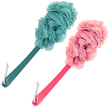 2Pack Back Scrubber for Shower Loofah Sponge Brush Exfoliating Body Long Handle Scrub Brush for Shower with Loofah on a Stick for Back Use Bathing Accessories Body Brushes 2Pack