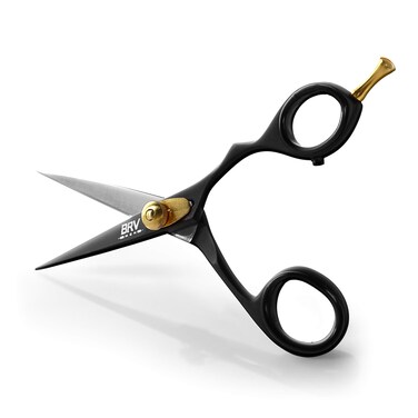 Professional Mustache  Beard Trimming Scissors  55  High Carbon Stainless Steel  Hammer Forged Mustache Scissors  Razor Sharp Facial Hair Trimming Shears RIGHT HANDED  Black