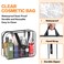 HAOGUAGUA 2 Pieces Large Clear Makeup Cosmetic Toiletry Organizer Bag Clear Plastic Tote Bags Waterproof Transparent Small Clear Handbag Purse