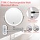 Rechargeable Wall Mounted Lighted Makeup Vanity Mirror 8 Inch Double Sided 1X 10X Magnifying Bathroom Mirror 3 Color Lighting Touch Screen Dimming Extended Arm 360 Rotation Shaving Light up Mirror